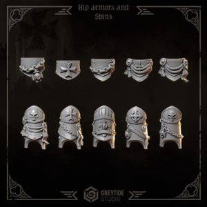 Armadura grande de espinillas y caderas / GreyTide Studio / Miniaturas de resina impresas en 3D / Piezas para conversiones / Marines espaciales / Terminators / 40k