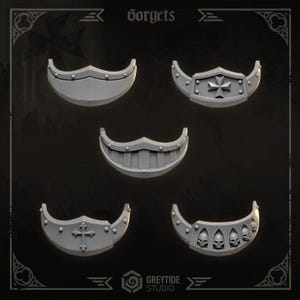 Gorgets de armadura grande / GreyTide Studio / Miniaturas de resina impresas en 3D para juegos de guerra / piezas para conversiones / marines espaciales / Terminators / 40k