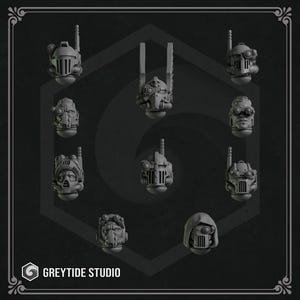 Tactical Helmets | GreyTide Studio | 3D Printed Resin miniatures for wargaming | bits for conversions | space marines | 40k