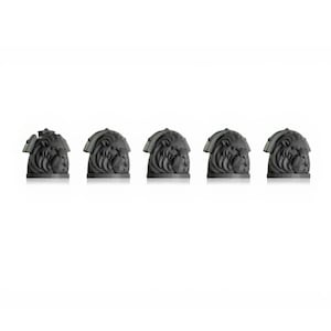 Pack 5 Lion Shoulderpads | GreyTide Studio | 3D Printed Resin miniatures for wargaming | bits for conversions | space marines | 40k angels