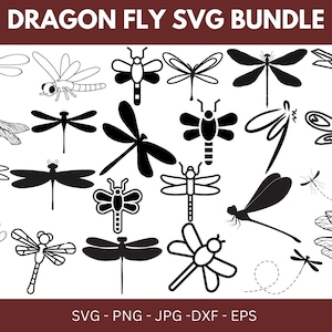 Dragonfly SVG Bundle, Dragonfly PNG Bundle, Dragonfly Clipart, Dragonfly Silhouette, Dragonfly SVG Cut Files for Cricut, Insect svg.