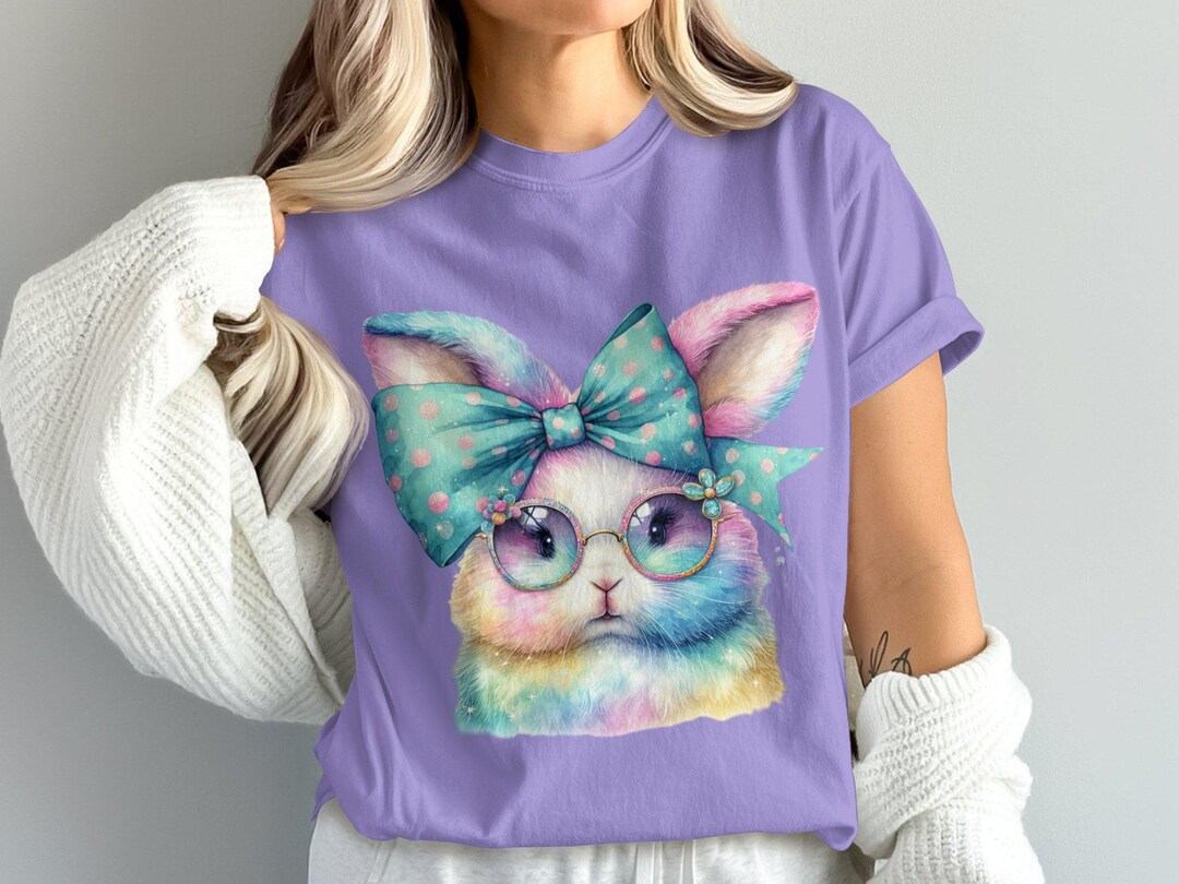 Coquette Bunny PNG: Pastel Rabbit With Bow & Glasses (digital Download ...