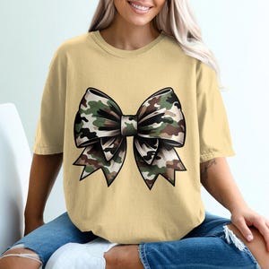 Camo Coquette Bow PNG: Green Camouflage Sublimation Design (Digital Download)