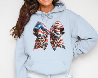 Patriotic Leopard Print Bow PNG: Coquette Sublimation Design (Digital Download)