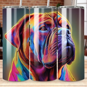 Colorful Dogue de Bordeaux Tumbler Wrap: Vibrant Pup Art (Digital Download)