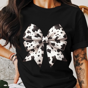 Coquette Cow Print Bow PNG Digital Download, Soft Girl Bow Clipart, Coquette Sublimation Design, Trendy Bow Graphics, Shirt Design PNG