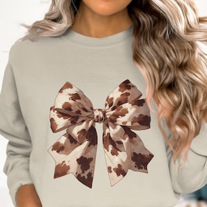 Coquette Brown Cow Bow PNG Digital Download, cow print, Soft Girl PNG, Bow Sublimation, Shirt Design, Coquette Shirt PNG, Cow Art, Farm Life