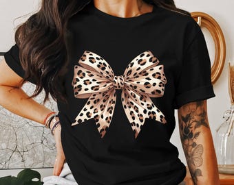 Leopard Coquette Bow PNG: Soft Girl Shirt Design (Digital Download)
