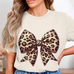 Leopard Bogen Kokette PNG digitaler Download, weiches Mädchen PNG, Kokette Shirt Design, Kokette Sublimation, Bogen Grafik, Leopard Bogen Sublimation
