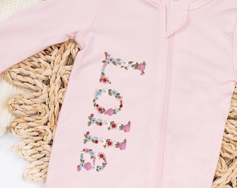 Personalized Embroidered Baby Blanket, Boho Baby Blanket, Floral Baby Blanket, Baby Knit Blanket, Newborn Gift For baby Girl, First Birthday