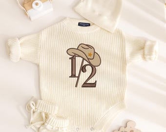 Cowboy 1/2 Birthday Outfit, My First Rodeo, Western Country Romper, Baby Boy, Girl, Baby Shower Gift, Half Birthday Outfit, Baby Gift