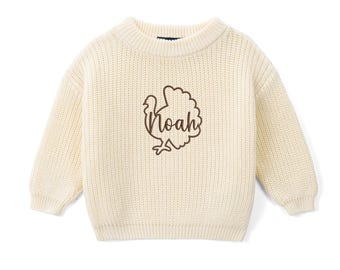 Personalized Thanksgiving Turkey Sweater, First Thanksgiving Baby Outfit, Fall Holiday Baby Sweater, Turkey Baby Outfit