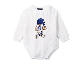 Embroidered Baby Football Romper, Custom Sports Team Romper, Newborn Game Day Outfit, Football Fun Gifts, Personalized Baby Gift