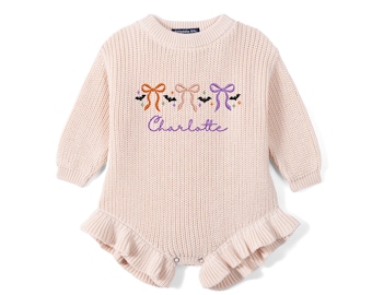 Personalized Halloween Baby Romper, Bat Halloween Baby Outfit, Spooky Fall Baby Clothes, Baby Shower Gift, Newborn Gift