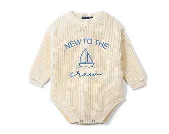 Embroidered New to the Crew Baby Romper, Nautical Baby Outfit, Boating Baby Gift, Coming Home Outfit, Boating Baby Gift, Baby Shower Gift