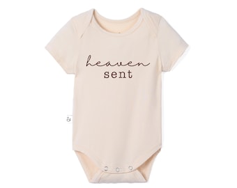 Heaven Sent Bamboo Baby Bodysuit, Christian Newborn Outfit, Gender Neutral Baby Clothes, Coming Home Outfit, Baby Shower Gift
