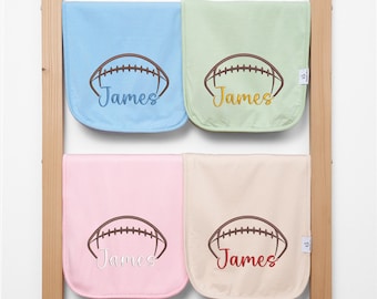 Personalized Football Baby Burp Cloth, Custom Name Burp Cloth, American Football Baby Gift, Sports Baby Shower Gift, Newborn Infant Gift