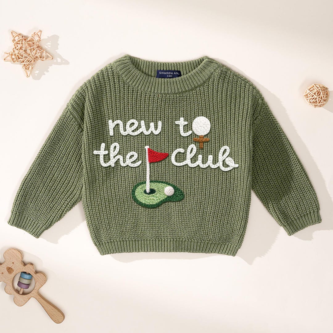 Embroidered New to the Club Sweater, Baby Golf Club, Baby Sports Team Sweater, Baby Golf C