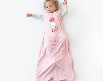 Custom Baby Cowgirl Sleep Bag, Luxury Bamboo Sleep Sack 0-6 Months 0.5 Tog, Personalized Baby Name, Western Baby Shower, Gifts for Baby