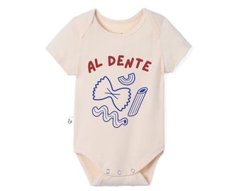 Bamboo Al Dente Baby Bodysuit, Funny Italian Baby Outfit, Pasta Lover Bodysuit, Foodie Baby Clothes, Neutral Newborn Gift, Baby Shower Gift