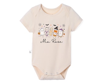 Personalized Halloween Nurse Baby Bodysuit, Bamboo Baby Outfit, Cute Nurse Baby Clothes, First Halloween Outfit, Halloween Baby Gift