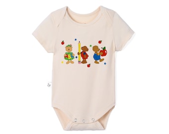 Personalized Back to School Bamboo Baby Bodysuit, First Day of School Outfit, Kindergarten Preschool Baby Shirt, School Supplies Gift