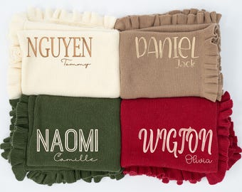 Embroidered Name Knit Blanket, Knitted Baby Name Blanket, Custom Baby Name Blanket, Name Blanket for Girl, SwaddleAn Knitwear Baby Blanket