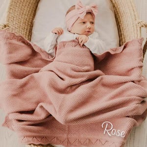 Personalized Embroidered Baby Girl Blanket, Soft Cotton Knit Baby Blanket, Custom Baby Name Blanket, Baby Shower Gift, Newborn Blanket Gifts