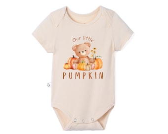 Personalized Our Little Pumpkin Bamboo Baby Bodysuit, Custom Name Fall Baby Outfit, Pumpkin Patch Baby Gift, Baby Shower Gift