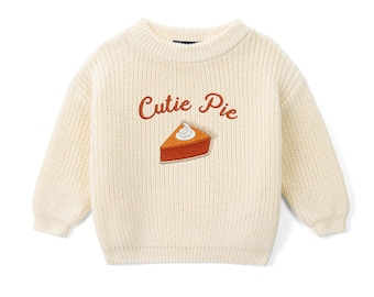 Personalized One Cutie Pie Baby Sweater, First Birthday Outfit, Thanksgiving Baby Gift, Fall Birthday Sweater, Cute Pie Baby Clothes