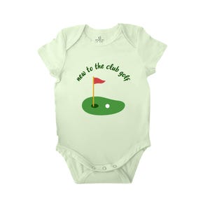 New to the Club Bodysuit, Golf Baby Bodysuit, Daddy&#39;s Golfing Buddy, Cute Baby Outfit, Golf Themed Baby Shower Gift, Pregnancy Announcement