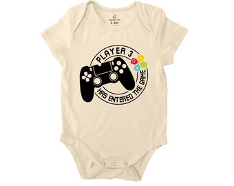 Cute Gaming Baby Bodysuit, Player 3 Has Entered the Game Baby One Piece, Gaming Controller, Pixel Heart Emoji Gamer Baby, Newborns Onesie