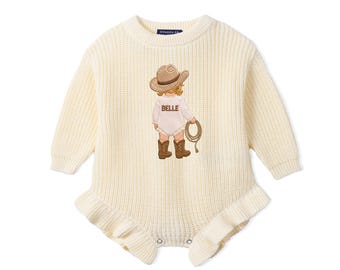 Sweet Cowgirl Romper, Personalized Embroidery Baby Girl Romper,  Western Baby Outfit, Cowgirl Baby Gift, Baby Shower Gift, Texas Boots Style