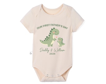 Personalized Dinosaur Baby Bodysuit, First Father’s Day Outfit, Custom Name Daddy Baby Dino Gift, Infant Romper 2026, Baby Shower Gift