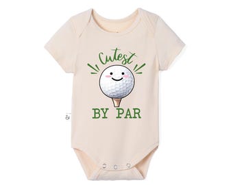 Golf Baby Onesie, Cutest By Par Golf Theme Baby Bodysuit, Funny Baby Shower Gift, Father Gift for Newborns, Simple Bamboo Baby Onesie