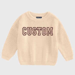 Personalized Sports Teams Sweaters, Kids Custom Embroidered Varsity Style Sweater, College Football, Customized Baby/Toddler Sweater Gift
