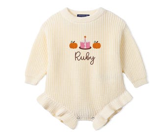 Personalized Pumpkin First Birthday Romper, 1st Birthday Outfit, Pumpkin Birthday Outfit, Fall Baby Outfit, Baby Gift, Pumpkin Baby Clothing