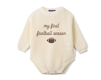 Personalized My First Football Season Baby Romper, Football Game Day Outfit, Football Baby Outfit, Baby Shower Gift, Football Fan Gift