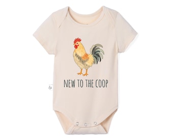 Bamboo Baby Bodysuit, New to the Coop Baby Bodysuit, Chicken Farm Baby Outfit, Little Farmer Bodysuit, Baby Shower Gift, Newborn Outfit