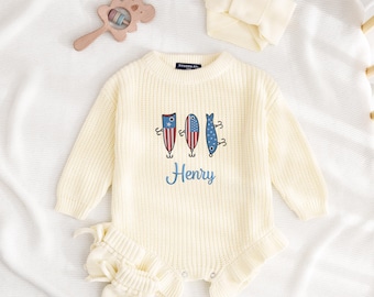 Personalized Baby Fishing Romper, 4th of July Gift Independence Gift, Fisherman Gift, USA Fishing Baby Clothes, Fishing Baby Outfit