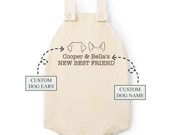 Custom Dog Ears Baby Romper, Personalized Dog Name, New Best Friend, Dog Lover Baby Gift, Dog Ears Outline, Baby Shower Gift, Newborn Gifts