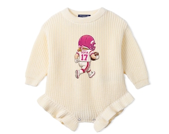 Embroidered Baby Football Romper, Custom Sports Team Romper, Newborn Game Day Outfit, Football Fun Gifts, Personalized Baby Gift