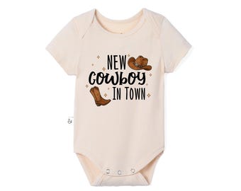 Bamboo New Cowboy In Town Baby Bodysuit, Western Newborn Outfit, Rodeo Baby Clothes, Country Baby Shower Gift, Western Baby Gift