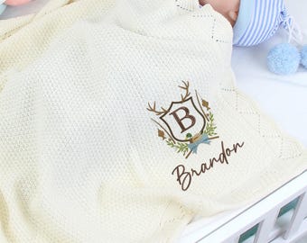 Custom Fishing Crest Blanket Embroidery, Blanket Cute Mallard Duck Embroidery, Custom Baby Name, Monogram Baby Blanket, Newborn Keepsake