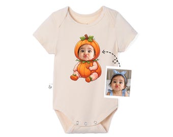 Custom Photo Baby Bodysuit, Your Photo Here Baby Onesie, Baby Funny Outfit, Baby Pumpkin Clothes, Custom Birthday Gift, Baby Gift