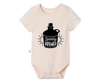 Locally Brewed Baby Onesie, Funny Baby Clothes, Baby Shower Gifts, Dad Gift Beer Onesie, Beer Lover Gift Daddy, Bamboo Baby Onesie