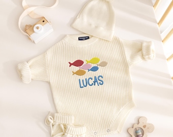 Custom Fishing Baby Outfit, Personalized Baby Romper, Fishing Baby Gift, Newborn Announcement, Baby Shower Outfit, Custom Apparel Fish Theme