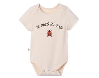 Bamboo Newest Lil Bug Bodysuit, Ladybug Baby Bodysuit, Cute Spring Baby Outfit, Pregnancy Announcement, Baby Shower Gift, Garden Baby