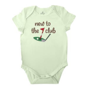 New to the Club Embroidered Baby Bodysuit, Golf Baby Romper, Funny Golf Newborn Outfit, Baby Shower Gift for Dad Golfer, Cute Baby Outfit