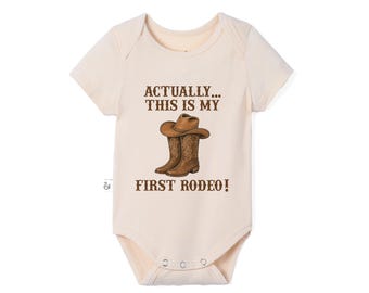 This Is My First Rodeo Bamboo Baby Bodysuit, Cowboy Baby Outfit, Western Newborn Bodysuit, Baby Shower Gift, Neutral Baby Clothes